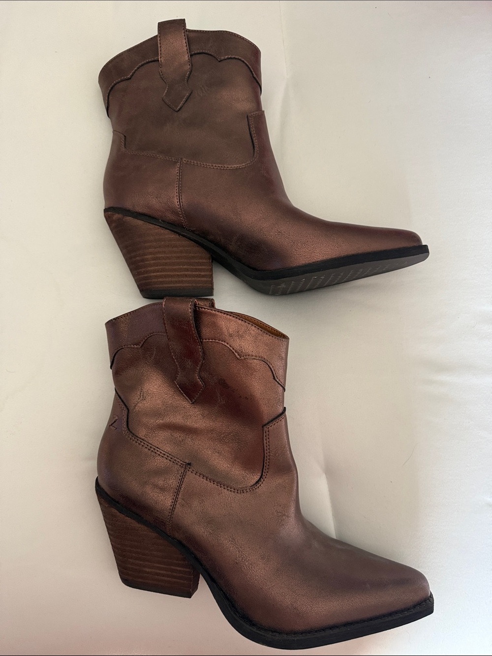 Zodiac Women’s Metallic Brown Western Ankle Boots